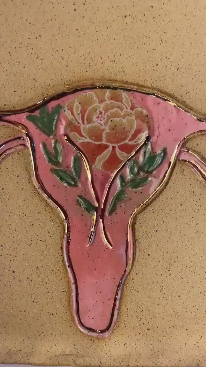 Divine Feminine Womb Ritual Handmade Ceramic Dish – Pink & Gold Luster Altar Set for Sacred Ceremony and Healing