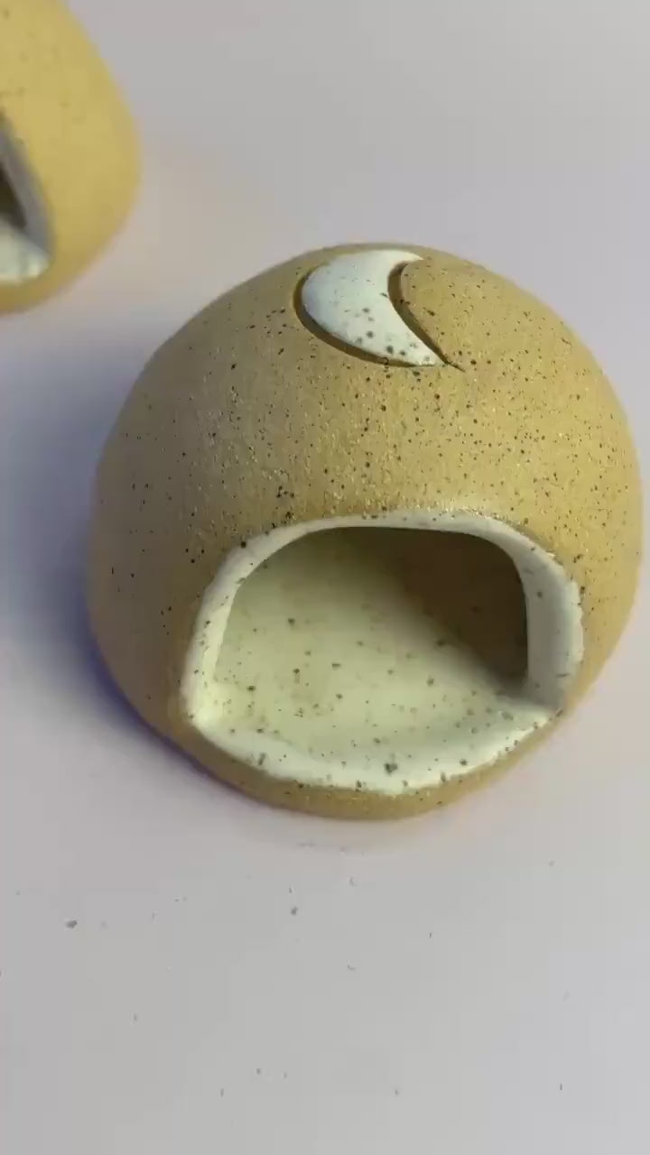 Handmade Moon Salt Dome • Ceramic Herbal or Crystal Keeper • Ritual Protection Pod